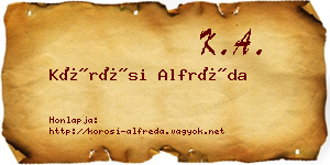 Kőrösi Alfréda névjegykártya
